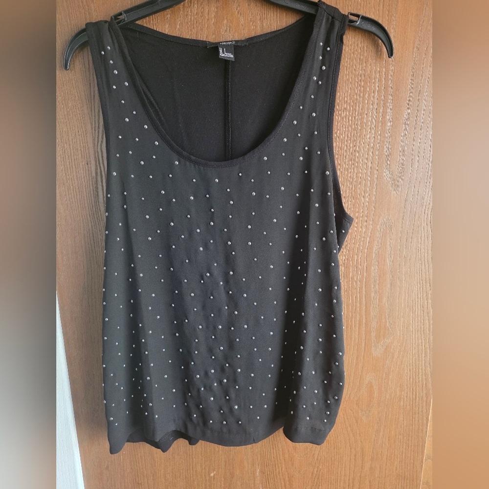 Forever 21 Black Tank Top with Silver Accents